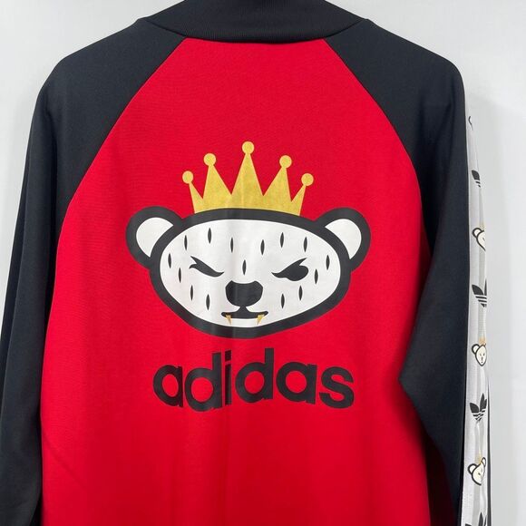 Adidas Nigo Black Red White Retro Bear Full Zip Jersey Track Jacket Size Large - Picture 1 of 13